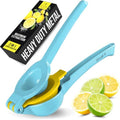Zulay Metal 2-In-1 Lemon Squeezer Manual - Sturdy, Max Extraction Hand Juicer Lemon Squeezer Gets Every Last Drop - Easy to Clean Manual Citrus Juicer - Easy-to-Use Lemon Juicer Squeezer - Blue/Yellow by ZulayKitchen