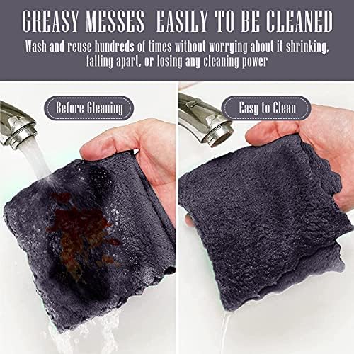 Sunny zzzZZ 24 Pack Kitchen Dishcloths - Does Not Shed Fluff - Reusable Dish Towels, Dish Cloths, Super Absorbent Coral Fleece Cleaning Cloths, Nonstick Oil Washable Fast Drying, 7 x 9 Inch (Grey) - Image 5