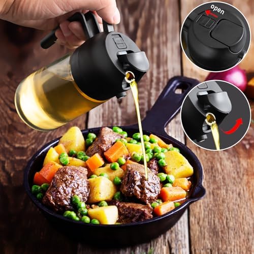 Olive Oil Sprayer for Cooking, 16oz Glass 2 in 1 Oil Dispenser Bottle - Image 4