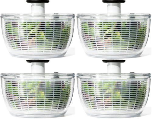 OXO Good Grips Salad Spinner | Lettuce Spinner | Fruit Washer | Fruit Washing Bowl with Strainer | Vegetable Cleaner | Salad Cleaner | Lettuce Washer | 6.22 Quart Capacity (Pack of 4) by Unknown
