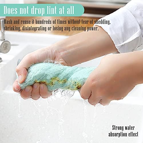 24 Pack Kitchen Dishcloths - Does Not Shed Fluff - Reusable Dish Towels, Dish cloths, Super Absorbent Coral Fleece Cleaning Cloths, Nonstick Oil Washable Fast Drying, 10 x 10 Inch (Multicolor) - Image 4