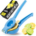 Zulay Kitchen Metal 2-in-1 Lemon Squeezer - Sturdy Max Extraction Hand Juicer Lemon Squeezer Gets Every Last Drop - Easy to Clean Manual Citrus Juicer - Easy-Use Lemon Juicer Squeezer - Blue/Yellow by ZulayKitchen