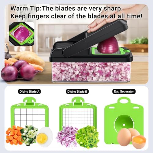 15-in-1 Vegetable Chopper with 10 Blades, Food Veggie Cutter, Green - Image 5