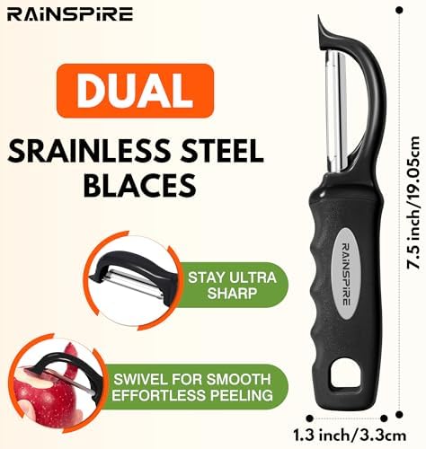 Swivel Vegetable Peeler Soft Comfort Handle Sturdy Long-Lasting 1Pcs Black - Image 2