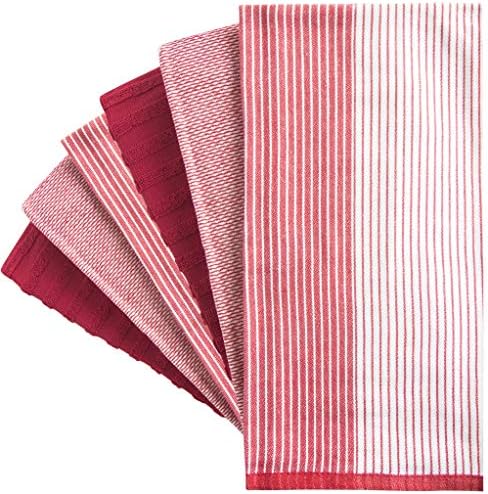 Premium Kitchen Towels 6 Pack 100% Cotton, 20"x28" Dish Towels - Red - Image 3