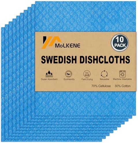 MoLKENE Swedish Dishcloths for Kitchen, 10 Pack Reusable Paper Towels, Blue by MoLKENE