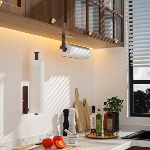ASTOFLI Paper Towel Holder Under Cabinet No Drilling, Self Adhesive Paper Towel Holder Wall Mount for Kitchen Rack, Under Counter Napin Holder No Drill, RV, 304 Stainless Steel, Oil Rubbed Bronze - Image 5