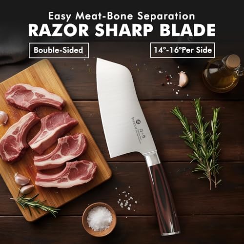 imarku 7 Inch Meat Cleaver, SUS440A Japanese Steel, Ergonomic Handle - Image 4