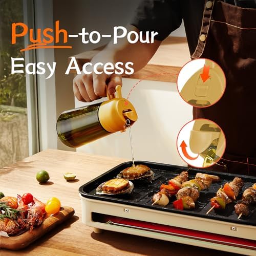 TrendPlain - Original 16oz/470ml Olive Oil Dispenser Bottle for Kitchen Gadgets and Air Fryer Accessories - Olive Oil Sprayer for Cooking w/Stickers - Yellow - Image 5