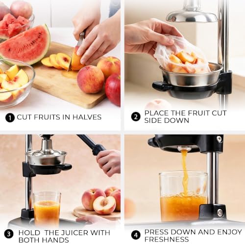 Zulay Kitchen Cast Iron Juicer 9 in 1 Metal Presser, Citrus Squeezer, Black - Image 7