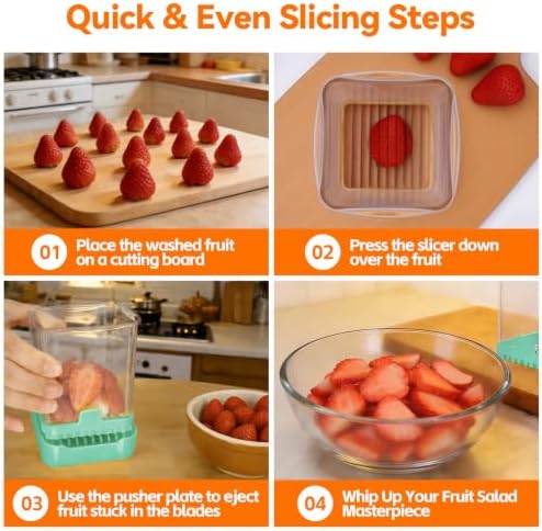 Strawberry Slicer Cup, Fruit Cutter – Quick-Slice, Meal Prep, Mint Green - Image 4