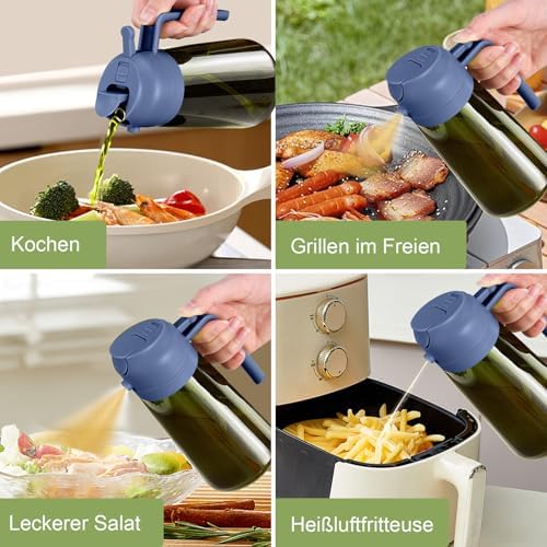 YARRAMATE 16oz/470ml Dark Green Oil Sprayer for Cooking with Stickers, Food-grade Premium 2 in 1 Olive Oil Dispenser Bottle for Kitchen Gadgets, Air Fryer, Salad, Frying, BBQ (Navy) - Image 7