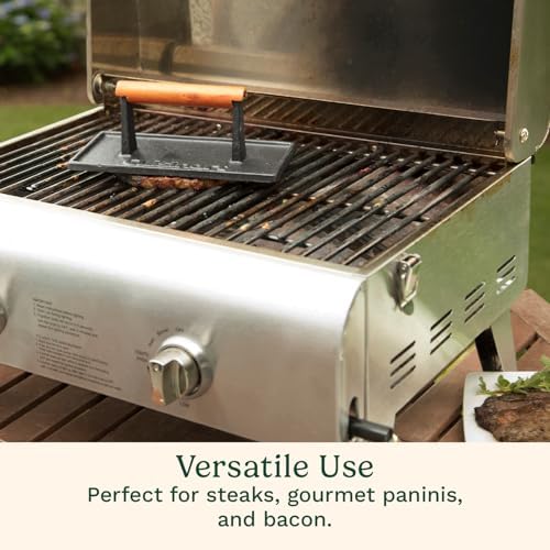 Cuisinart Burger Press with Wooden Handle, Cast Iron, Rectangle - Image 3