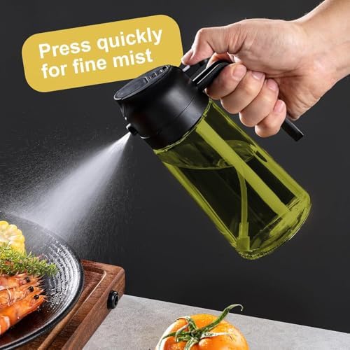 CXINYI - 16oz/470ml Olive Oil Dispenser for Kitchen with Stickers - 2 in 1 Olive Oil Sprayer for Cooking, Air Fryer, and Salad, Black (Light-Proof Kitchen Gadget) - Image 5