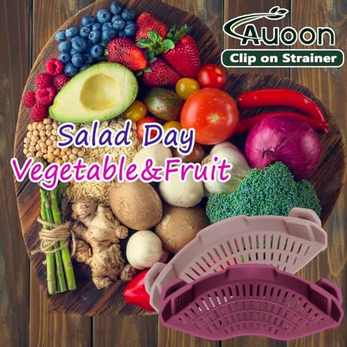 AUOON Pasta Strainer Clip on Silicone, Standard 8.86 x 3.55 in, Almond Rose - Image 5