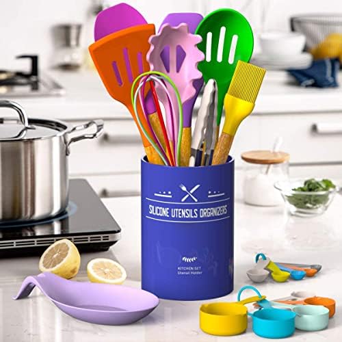 Umite Chef Kitchen Cooking Utensils Set, 33 pcs Non-stick Silicone Cooking Kitchen Utensils Spatula Set with Holder, Wooden Handle Silicone Kitchen Gadgets Utensil Set (Colorful) - Image 5