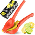 Zulay Kitchen Metal 2-in-1 Lemon Squeezer - Sturdy Max Extraction Hand Juicer Lemon Squeezer Gets Every Last Drop - Easy to Clean Manual Citrus Juicer - Easy-Use Lemon Juicer Squeezer - Red/Yellow by ZulayKitchen