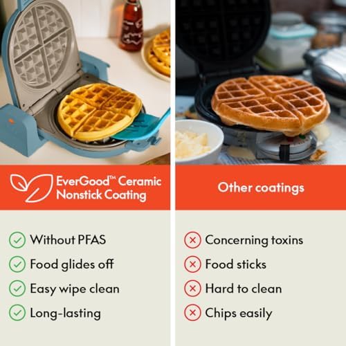 bella Fits-Anywhere™ Flip-n-Store Non-Toxic, Belgian Waffle Maker, Surf - Image 6