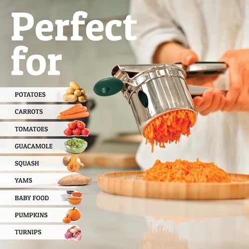 PriorityChef Large 15oz Potato Ricer, Heavy Duty Stainless Steel Potato Masher and Ricer Kitchen Tool, Press and Mash Kitchen Gadget For Perfect Mashed Potatoes - Everytime, Green - Image 5
