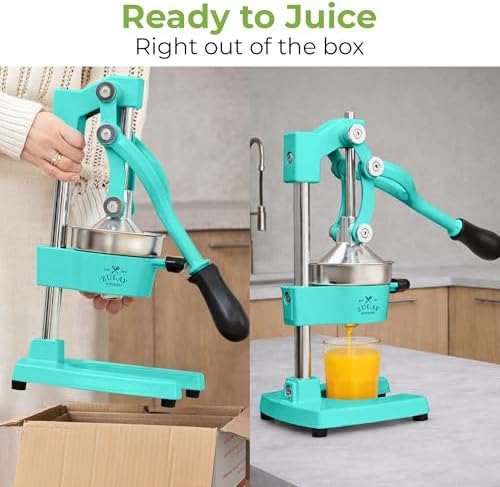 Zulay Kitchen Cast Iron Juicer, Orange Manual Juicer, Citrus Press, Teal - Image 3