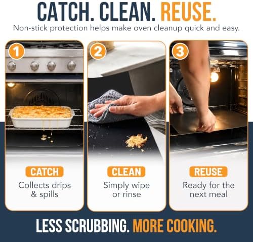 Oven Liners for Bottom of Oven - 3 Pack Large Heavy Duty Mats, 16.25”x23” Non-Stick Reusable Liner for Electric, Gas, Toasters, Grills - BPA & PFOA Free Kitchen Accessory to Keep It Clean (Black) - Image 5