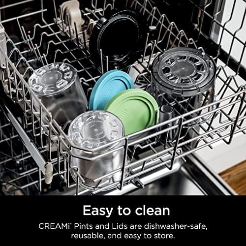 Ninja XSKPLD4BCD CREAMi Original Pints, 4 Count, Compatible with NC299AMZ and NC300s Series, BPA-Free, Dishwasher Safe, Clear/Grey/Lime/Pink/Aqua - Image 6