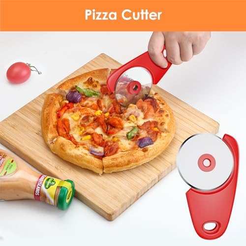 Pisol Kitchen Unique Gadgets Set 6 Pieces, Space Saving, Cheese Grater, Bottle Opener, Fruit Vegetable Peeler, Pizza Cutter, Garlic Ginger Grinder, Herb Stripper Gift Set - Image 4