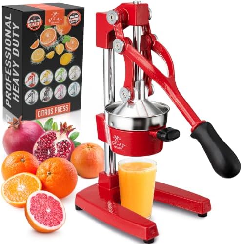 Zulay Kitchen Cast Iron Juicer, Orange Manual Juicer, Citrus Press, Red by ZulayKitchen