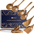 Wooden Spoons for Cooking, 8-Piece Acacia Wood Utensil Gift Set by HEFILD