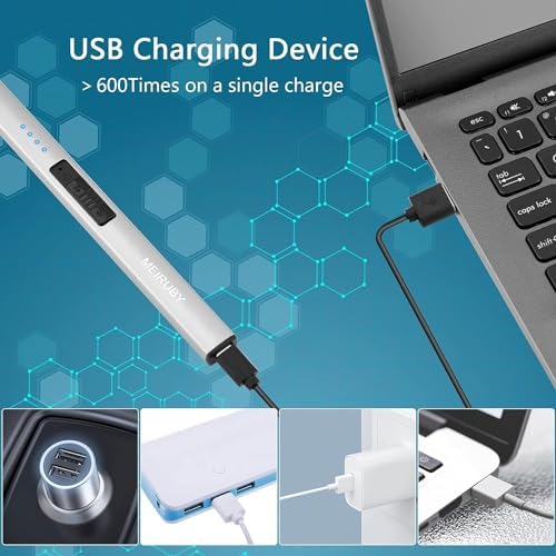 MEIRUBY 2 Pack Electric Candle Lighter, Christmas Stocking Stuffers Gifts for Women Mom Men Wife Sister, USB Arc Rechargeable Windproof Long Lighter for Candle BBQ Housewarming Birthday Gifts Idals - Image 6