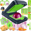 12-in-1 Vegetable Chopper with 7 Blades, Food Veggie Cutter, Green by SpaceHacks