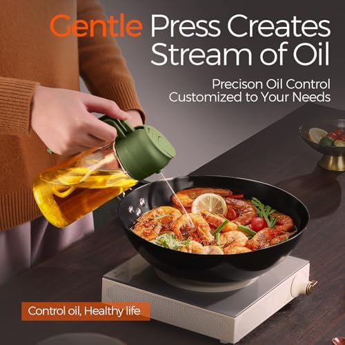 YARRAMATE 16 oz 2-in-1 Glass Olive Oil Sprayer for Cooking, BlackOliveGreen - Image 4
