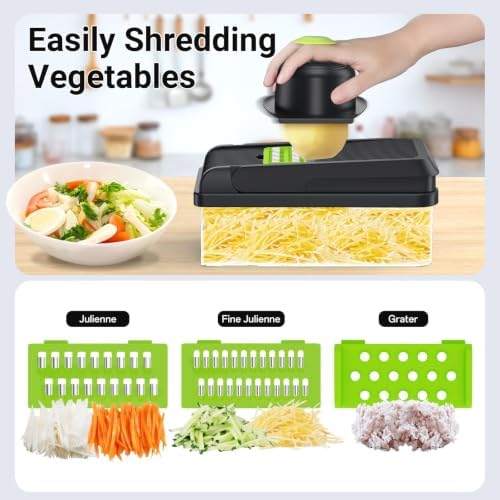 12-in-1 Vegetable Chopper with 7 Blades, Food Veggie Cutter, Green - Image 5