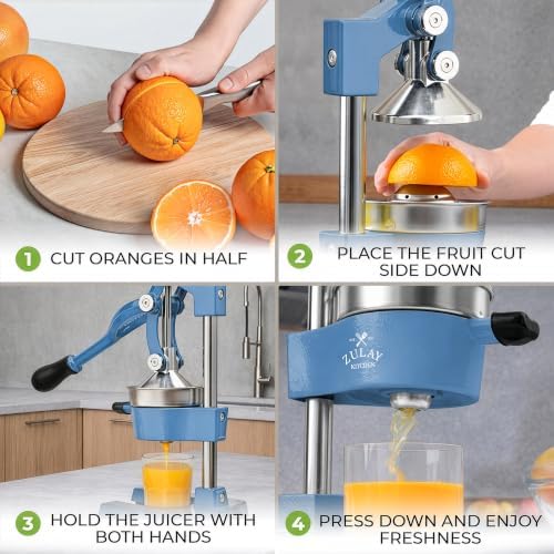Zulay Kitchen Cast Iron Juicer, Orange Manual Juicer, Citrus Press, Haze - Image 4