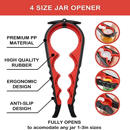 Jar Opener for Weak Hands, Seniors with Arthritis, 5 in 1 Multi Function Bottle Opener Lid Opener For Arthritic Hands with Non Slip Rubber Jar opener Gripper Pad - Image 2