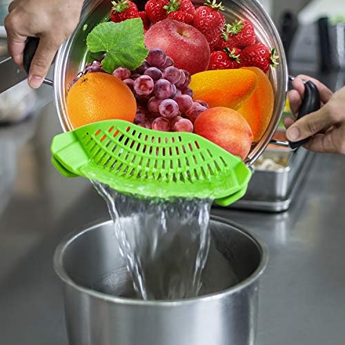 AUOON Clip On Strainer for Pots, Standard 8.86 x 3.55 in, Green - Image 3