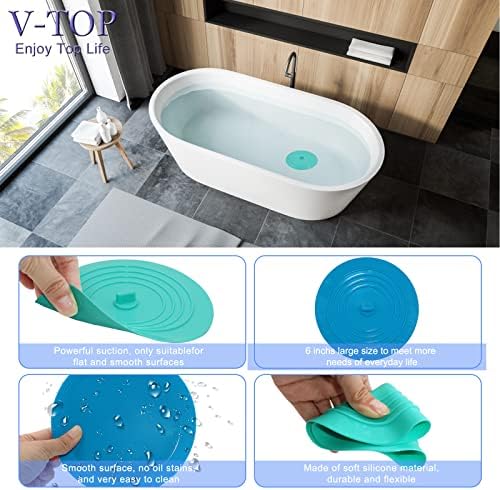 V-TOP Kitchen Drain Strainer Stopper 4 Pack, Universal 6 Inch Silicone Plug Anti-Clogging Stopper Cover, 4.5 Inch Stainless Steel Basket Strainer Food and Hair Catcher - Image 3