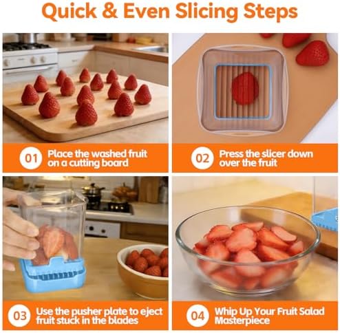 Strawberry Slicer Cup, Fruit Cutter – Quick-Slice, Meal Prep, Blue - Image 4