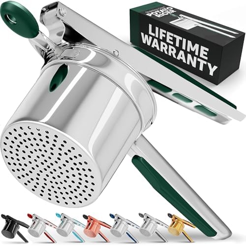 PriorityChef Large 15oz Potato Ricer, Heavy Duty Stainless Steel Potato Masher and Ricer Kitchen Tool, Press and Mash Kitchen Gadget For Perfect Mashed Potatoes - Everytime, Green by PriorityChef
