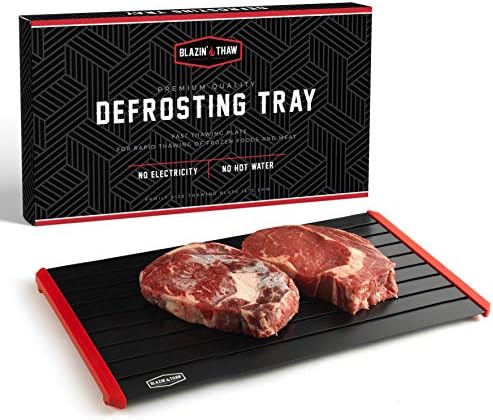 BLAZIN' THAW Defrosting Tray for Frozen Meat | 16" Family-Size | Aluminium Plate for Thawing Frozen Food | Natural Thawing Process | No Microwaves, No Cold/Warm Water Required | by BlazinThaw