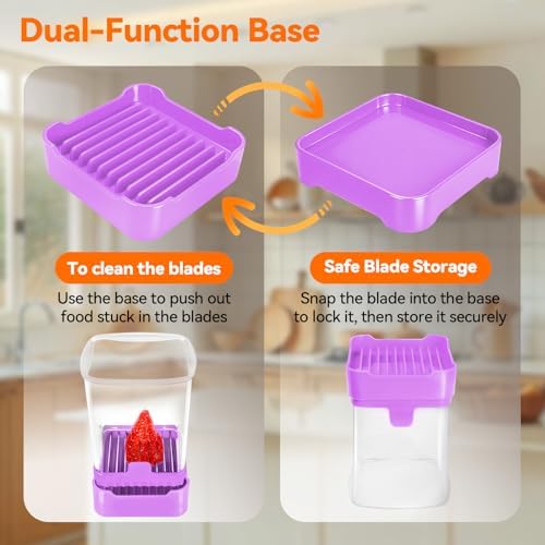 Strawberry Slicer Cup, Fruit Cutter – Quick-Slice, Meal Prep, Purple - Image 5