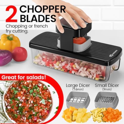 KEOUKE 8-in-1 Vegetable Chopper Mandoline Slicer with Container Hand Guard - Image 4