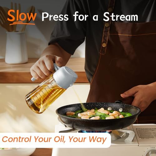 TrendPlain 16oz/470ml Glass Olive Oil Sprayer for Cooking – 2 in 1 Olive Oil Dispenser Bottle for Kitchen Gadgets and Air Fryer Accessories, Salad, BBQ - Black & Ash - Image 3