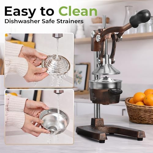Zulay Kitchen Cast Iron Juicer, Orange Manual Juicer, Citrus Press, Copper - Image 5