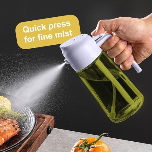 CXINYI - 16oz/470ml Olive Oil Dispenser for Kitchen with Stickers - 2 in 1 Olive Oil Sprayer for Cooking, Air Fryer, and Salad, Black&Purple (Light-Proof Kitchen Gadget) - Image 4