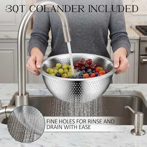 Mixing Bowls with Lids Set, Stainless Steel Mixing Bowl with Colander - Image 5