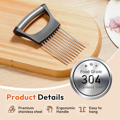 Onion Slicer with Cover, Onion Cutter, Kitchen Gadgets (Black) - Image 4
