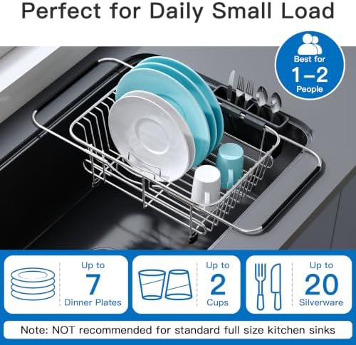 JASIWAY Sink Small Dish Drying Rack with Utensil Holder, for RV, Apartment - Image 5