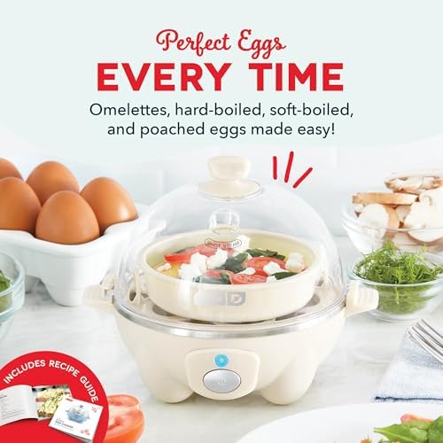 Dash Rapid Egg Cooker, 7 Eggs, Hard Boiled, Poached & Omelettes, Cream - Image 3