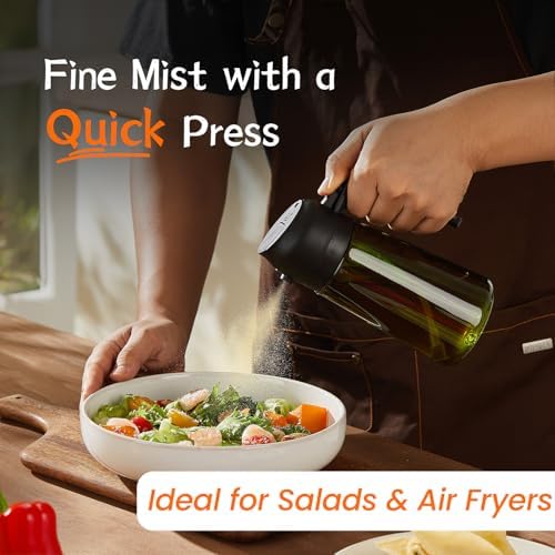 TrendPlain - Original 16oz/470ml Olive Oil Dispenser Bottle for Kitchen Gadgets and Air Fryer Accessories - Olive Oil Sprayer for Cooking w/Stickers - Black&Green - Image 3